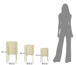 Set di 3 portavasi Cisterna, 36x36 h57 cm, Crema