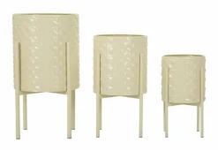 Set di 3 portavasi Cisterna, 36x36 h57 cm, Crema