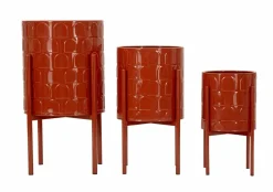 Set di 3 portavasi Cisterna, 36x36 h57 cm, Terracotta e Nero