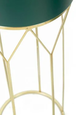 Set di 2 portavasi Parano, 23x23 h70 cm, Verde e Oro