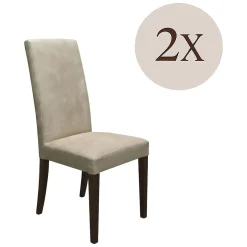 Set di Sedie Beige Marrone Noce 2 Sedie Effetto Velluto, Imbottito - Ferraris