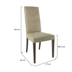 Set di Sedie Beige Marrone Noce 4 Sedie Effetto Velluto, Imbottito - Ferraris