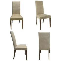 Set di Sedie Beige Marrone Noce 4 Sedie Effetto Velluto, Imbottito - Ferraris