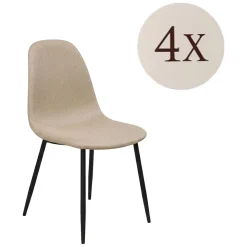 Set di Sedie Beige Nero 4 Sedie Imbottito, Effetto Corda - Zambrone