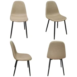 Set di Sedie Beige Nero 4 Sedie Imbottito, Effetto Corda - Zambrone