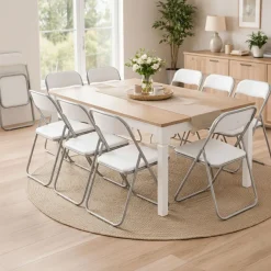 Set di Sedie Bianco Grigio 10 Sedie Imbottito, Peso Supportato 80 kg - Antenore