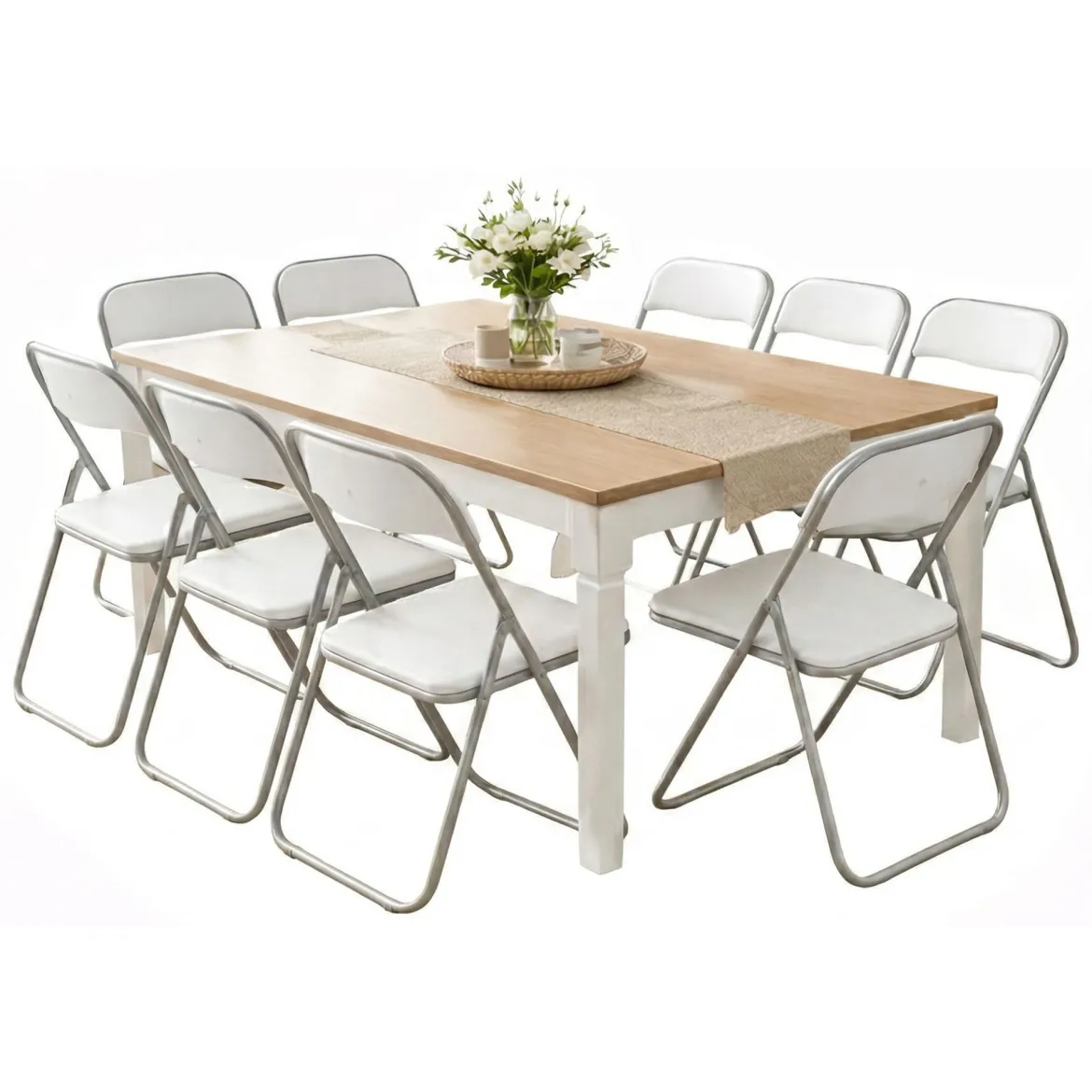 Set di Sedie Bianco Grigio 10 Sedie Imbottito, Peso Supportato 80 kg - Antenore