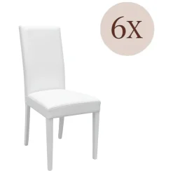 Set di Sedie Bianco 6 Sedie Imbottito, Effetto Laccato - Ferraris