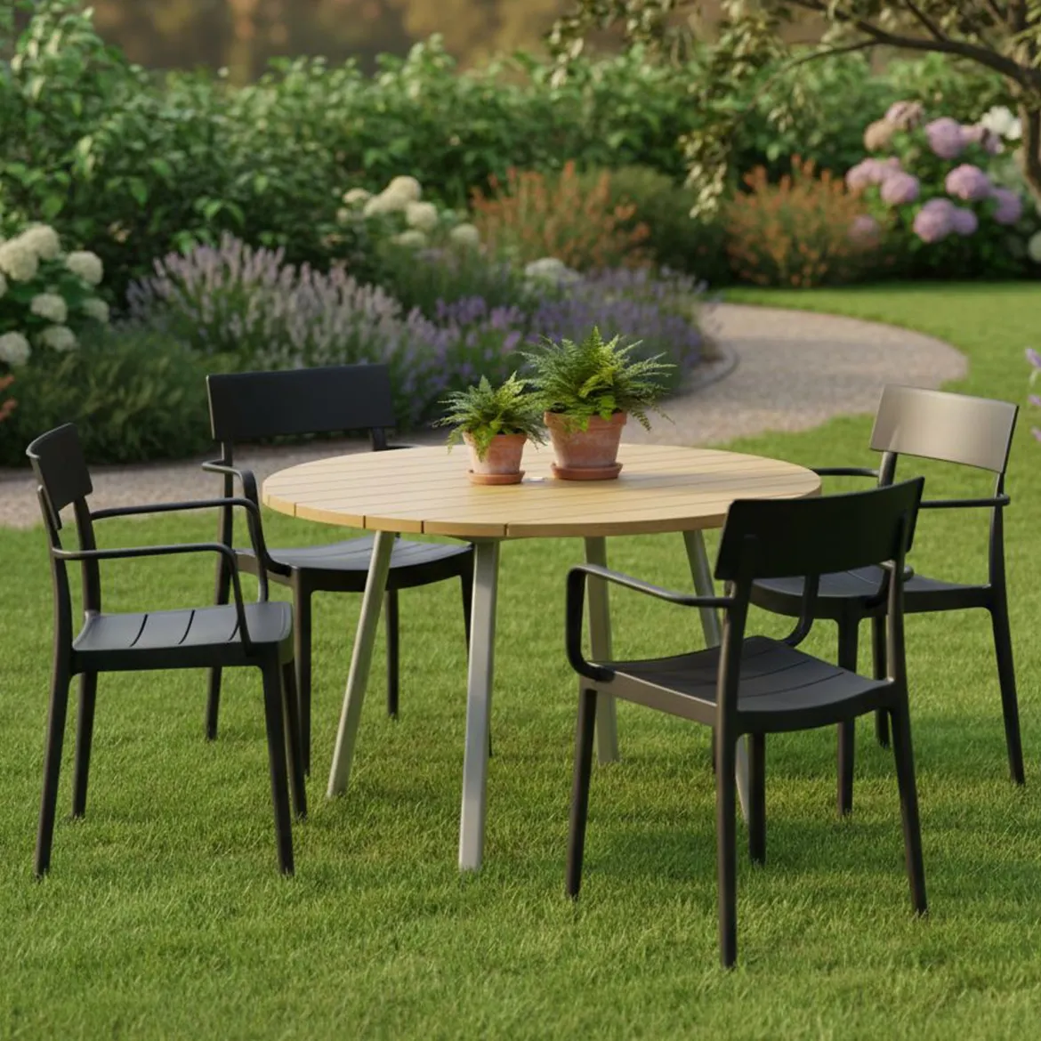 Set di 4 sedie da balcone impilabili antracite - Dompu