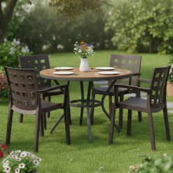 Set di 4 sedie da cortile impilabili antracite - Ambon