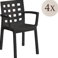 Set di 4 sedie da cortile impilabili antracite - Ambon