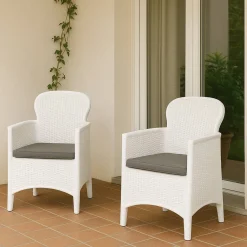 Set di 2 sedie da esterno Amilton, 59x57 h86 cm, Bianco