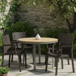 Set di 4 sedie da esterno anti pioggia antracite - Bima