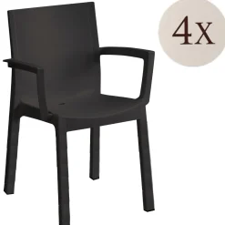 Set di 4 sedie da esterno anti pioggia antracite - Bima