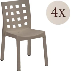 Set di 4 sedie da esterno Bandung, 48x53 h83 cm, Tortora