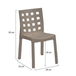 Set di 4 sedie da esterno Bandung, 48x53 h83 cm, Tortora