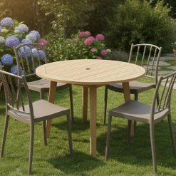 Set di 4 sedie da esterno Batam, 48x51 h85 cm, Tortora