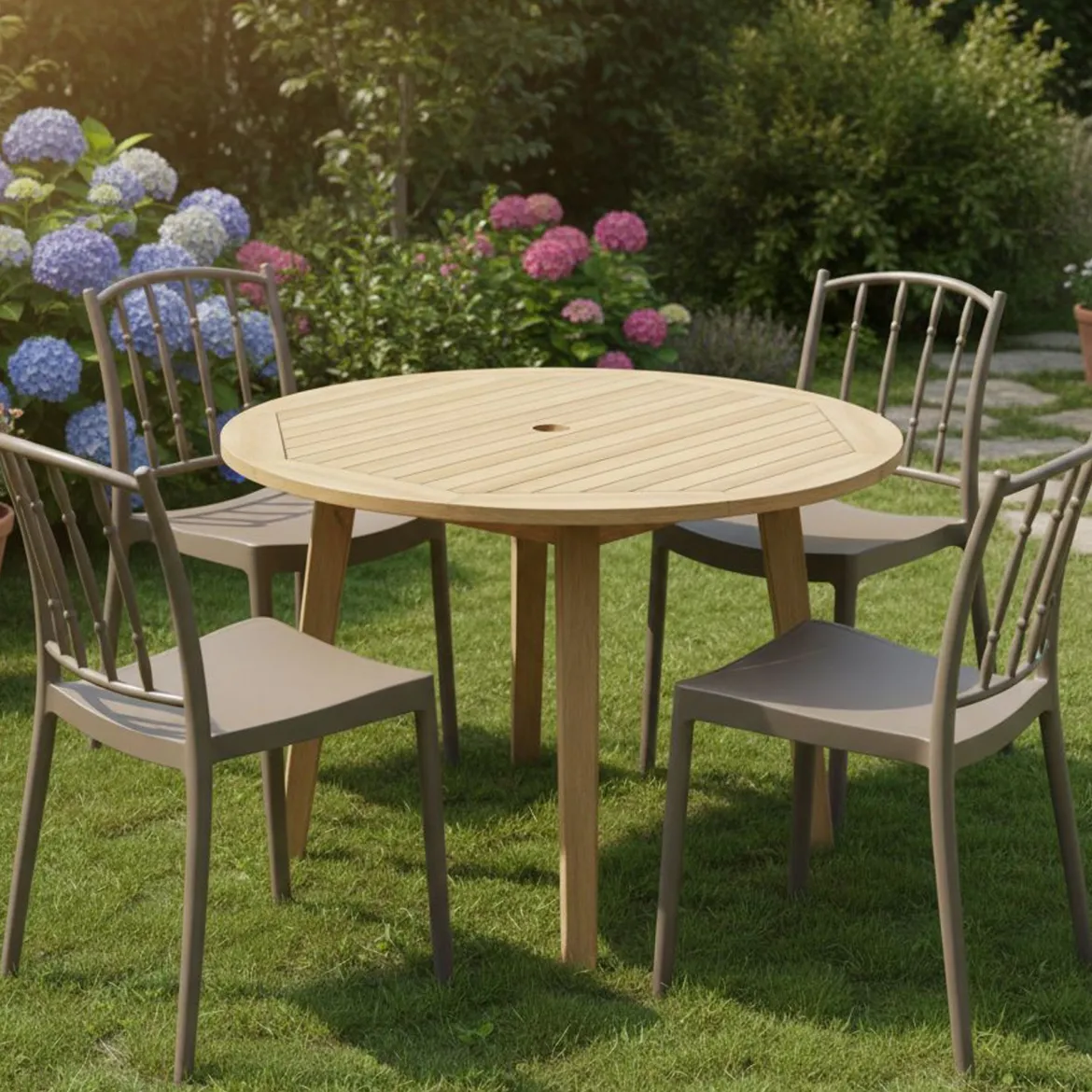 Set di 4 sedie da esterno Batam, 48x51 h85 cm, Tortora