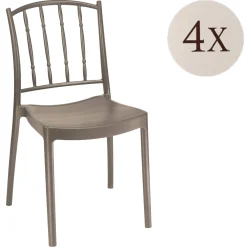 Set di 4 sedie da esterno Batam, 48x51 h85 cm, Tortora