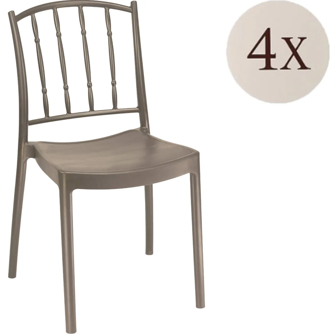 Set di 4 sedie da esterno Batam, 48x51 h85 cm, Tortora