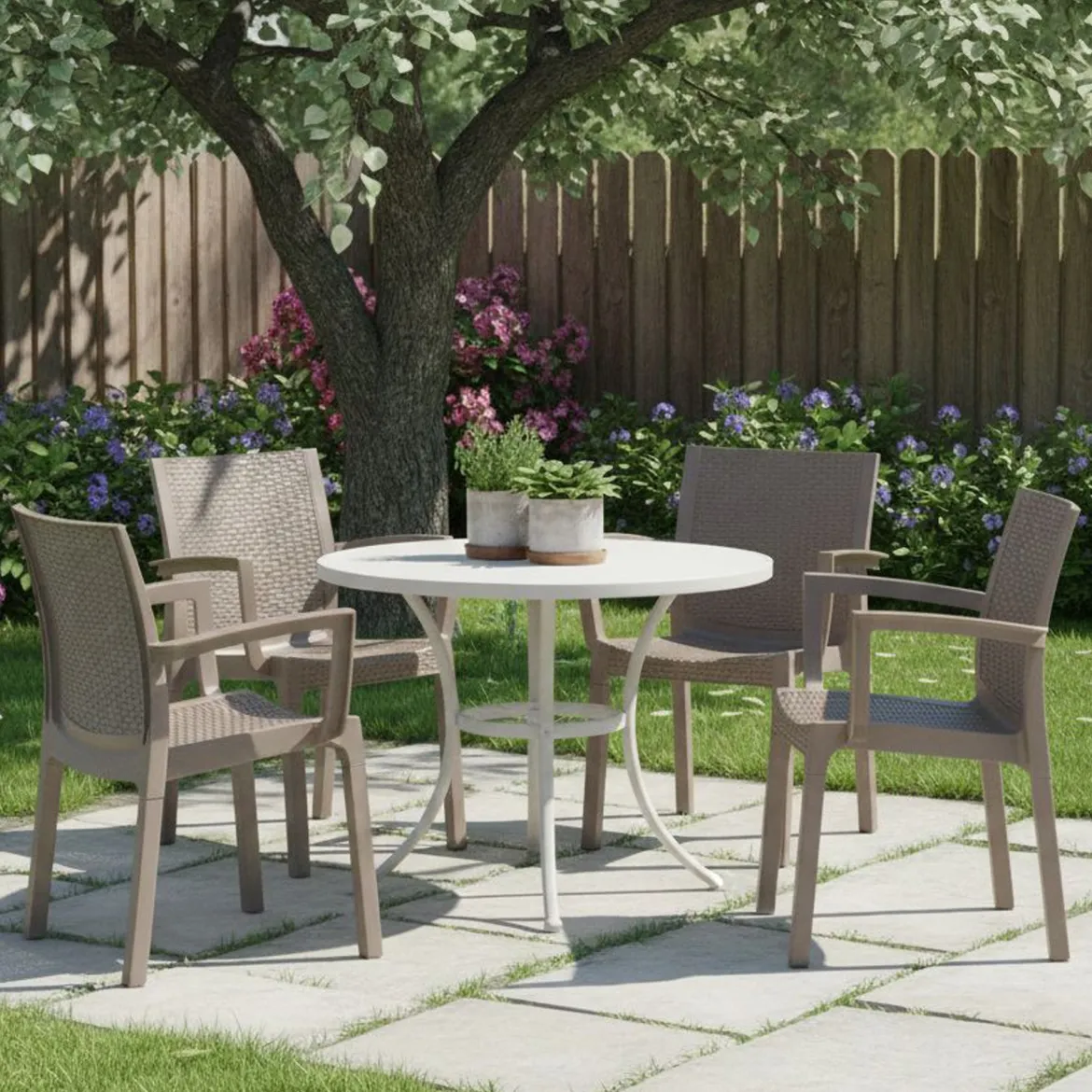 Set di 4 sedie da esterno Blitar, 57x53 h83 cm, Tortora