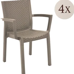 Set di 4 sedie da esterno Blitar, 57x53 h83 cm, Tortora