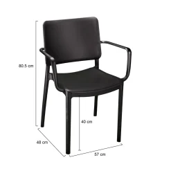 Set di 4 sedie da esterno Bontang, 57x48 h81 cm, Tortora