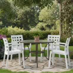 Set di 4 sedie da esterno chic bianco - Ambon