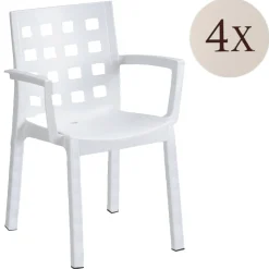 Set di 4 sedie da esterno chic bianco - Ambon