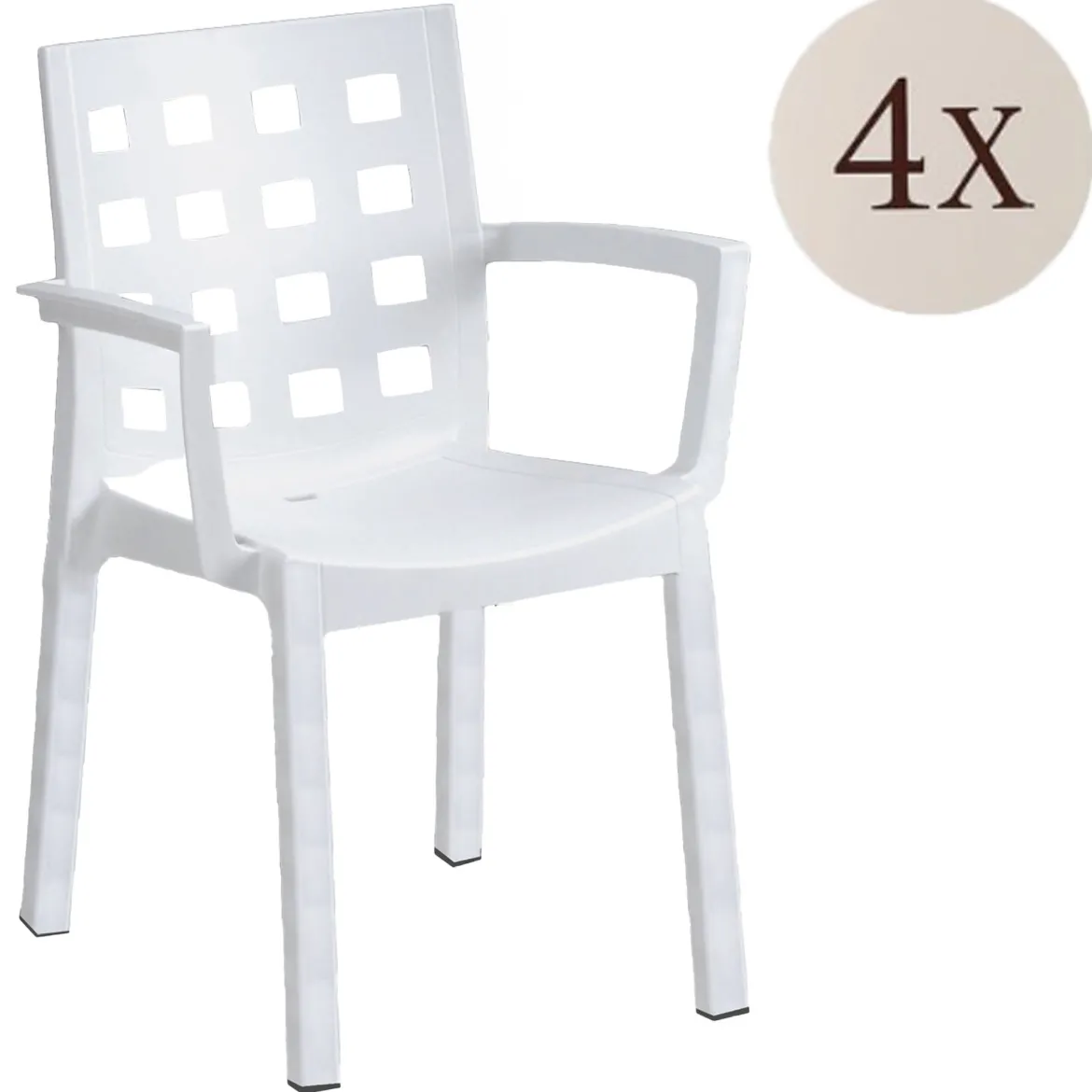 Set di 4 sedie da esterno chic bianco - Ambon