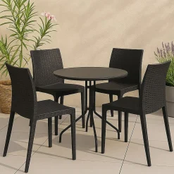 Set di 4 sedie da esterno effetto rattan impilabili antracite - Ormea