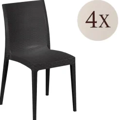 Set di 4 sedie da esterno effetto rattan impilabili antracite - Ormea