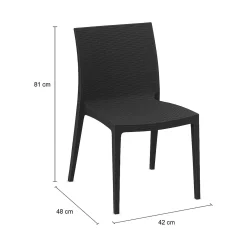 Set di 4 sedie da esterno effetto rattan impilabili antracite - Ormea