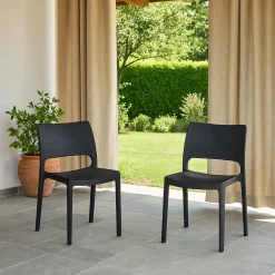 Set di 2 sedie da esterno impilabili antracite - Cereseto