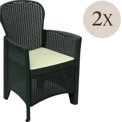 Set di 2 sedie da esterno in plastica antracite - Amilton