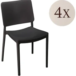 Set di 4 sedie da esterno in plastica antracite - Cirebon