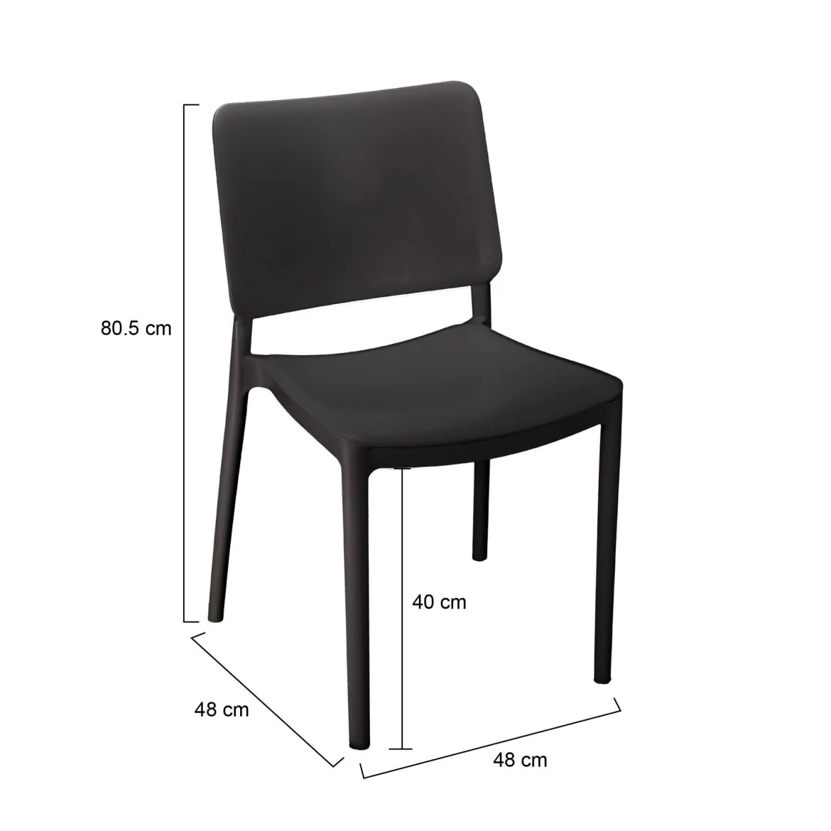 Set di 4 sedie da esterno in plastica antracite - Cirebon