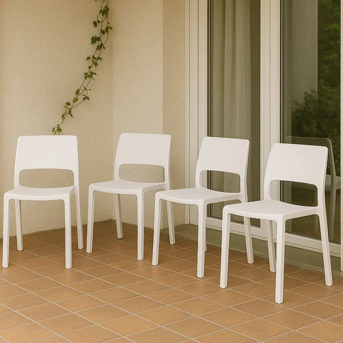 Set di 4 sedie da esterno moderne bianco - Cereseto