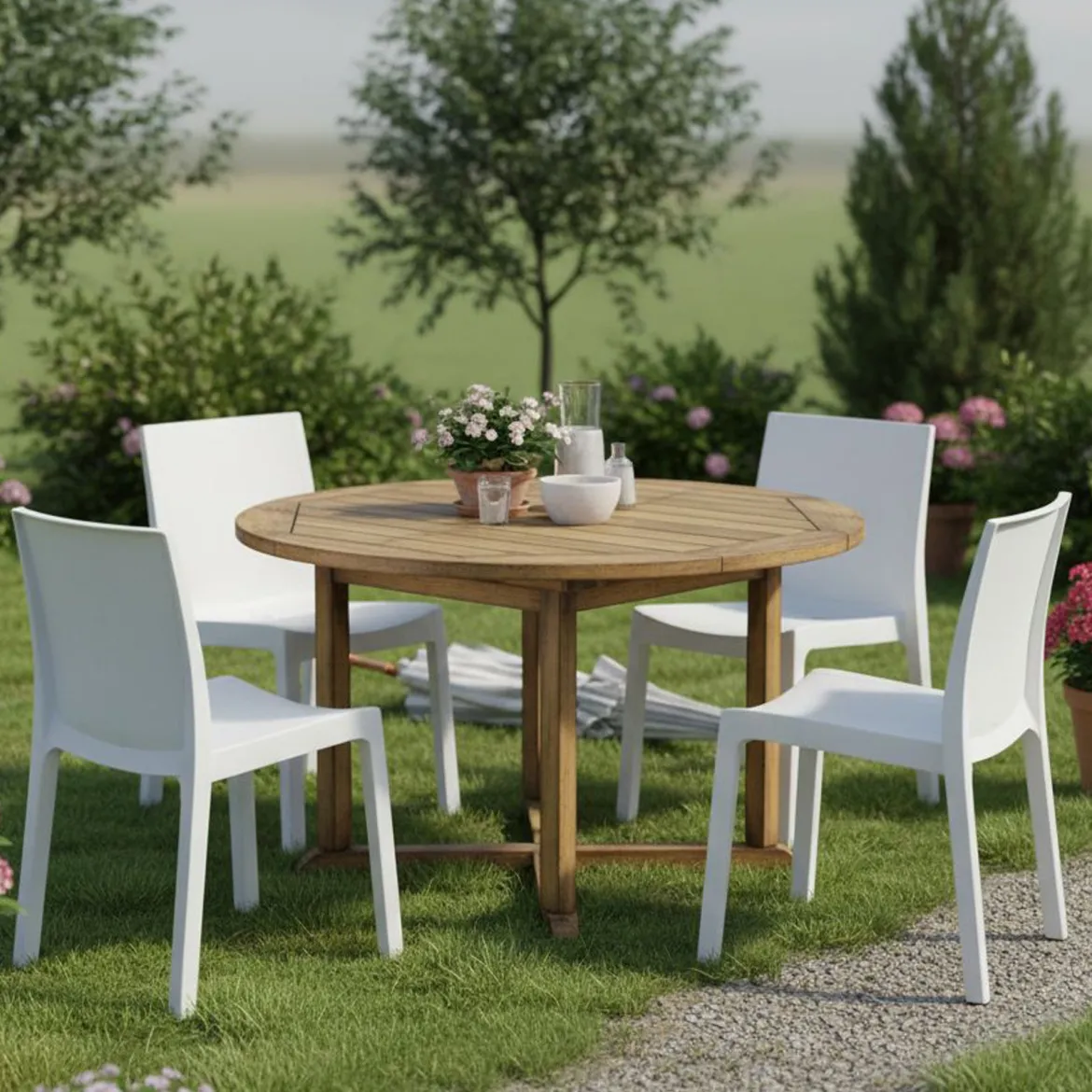 Set di 4 sedie da giardino antipioggia bianco - Binjai