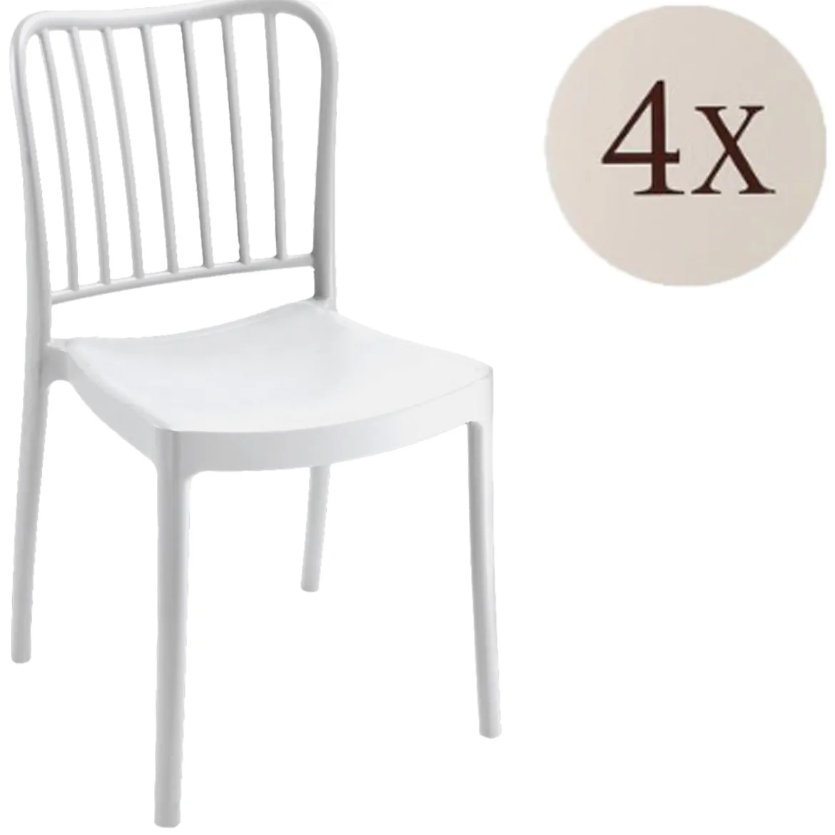 Set di 4 sedie da giardino anti sole bianco - Kediri