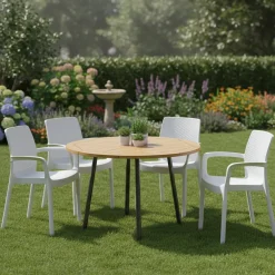 Set di 4 sedie da giardino eleganti impilabili bianco - Anacleto