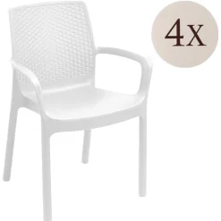 Set di 4 sedie da giardino eleganti impilabili bianco - Anacleto