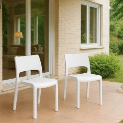 Set di 2 sedie da giardino impilabili bianco - Zircone