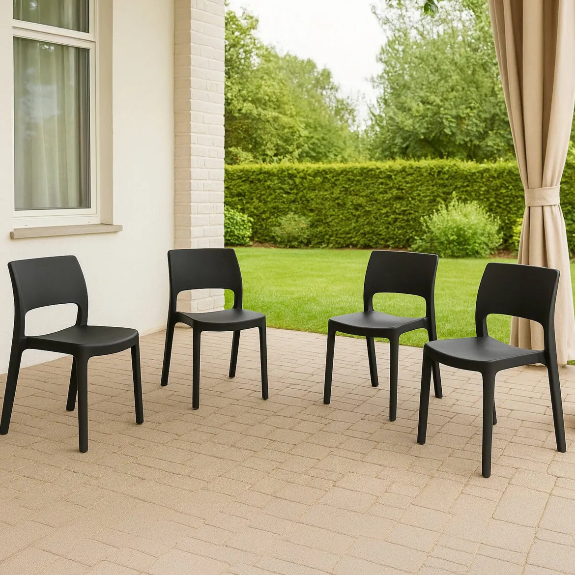Set di 4 sedie da giardino impilabili bianco - Ormea
