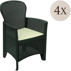 Set di 4 sedie da giardino in plastica antracite - Amilton