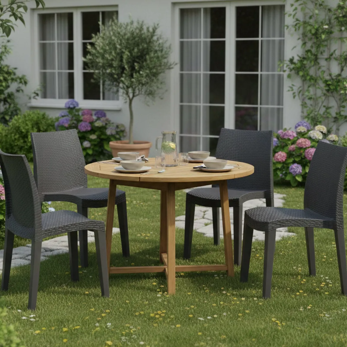 Set di 4 sedie da giardino moderne impilabili antracite - Ares