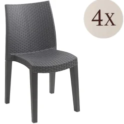Set di 4 sedie da giardino moderne impilabili antracite - Ares