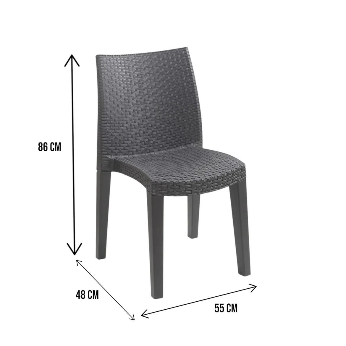 Set di 4 sedie da giardino moderne impilabili antracite - Ares
