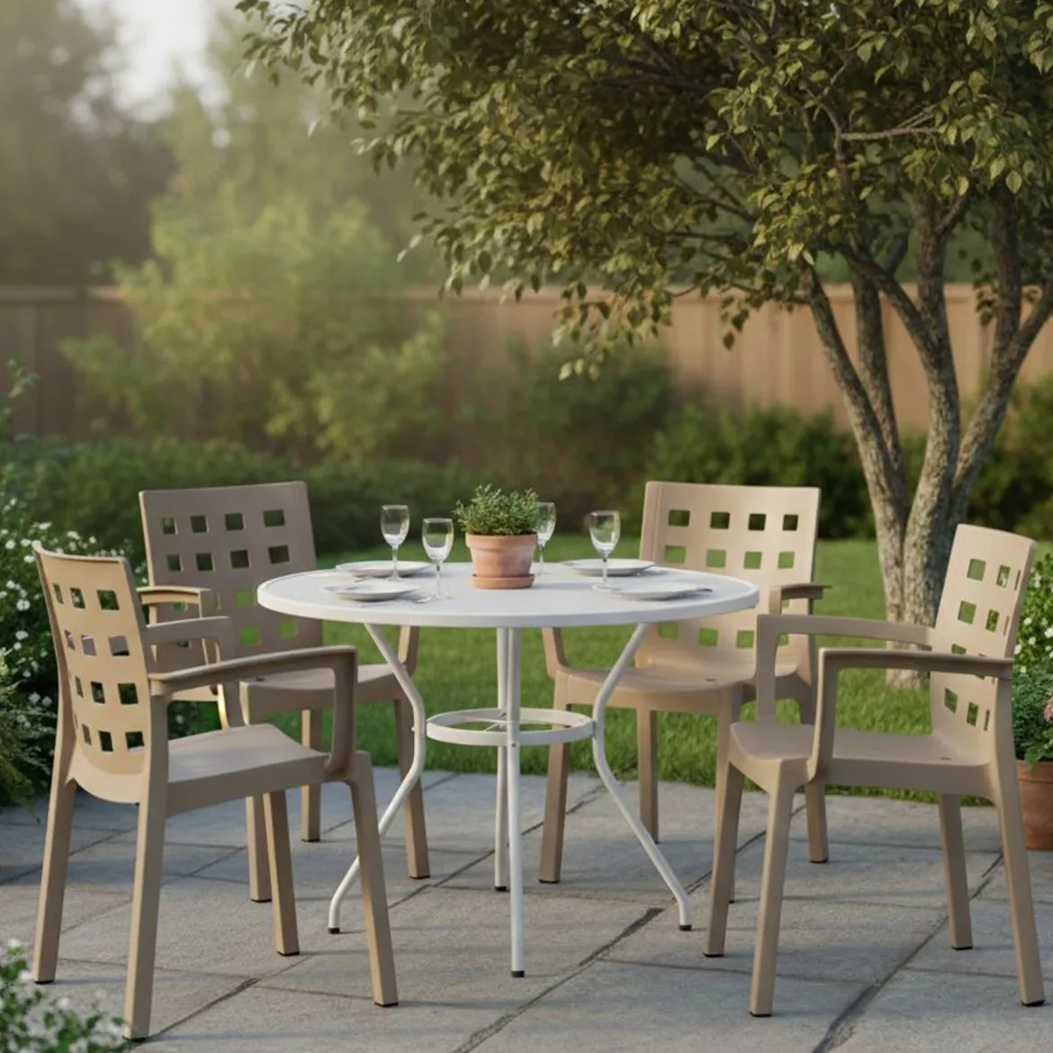 Set di 4 sedie da giardino resistenti tortora - Ambon