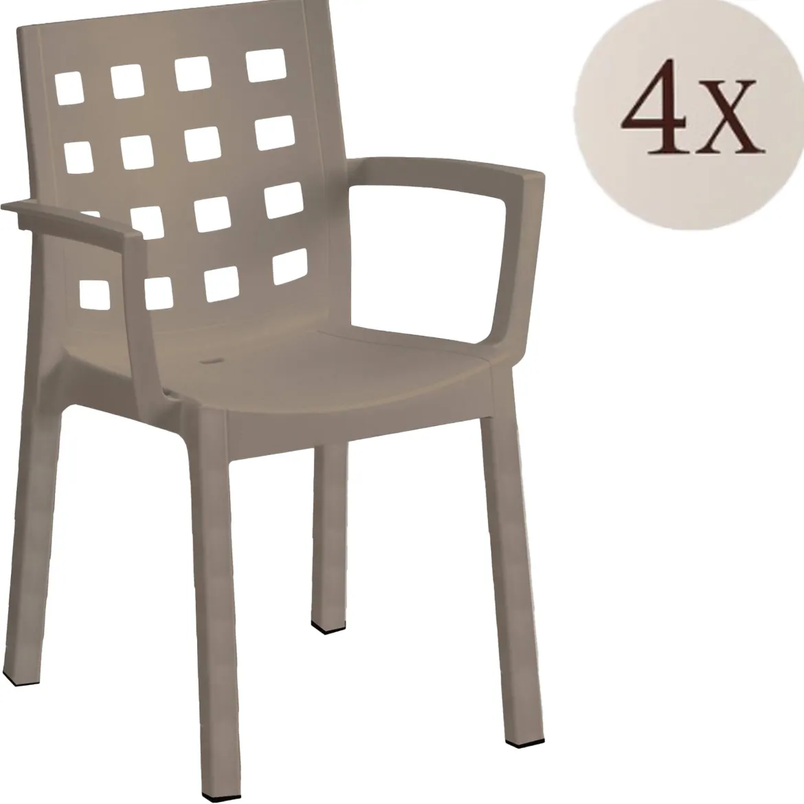 Set di 4 sedie da giardino resistenti tortora - Ambon